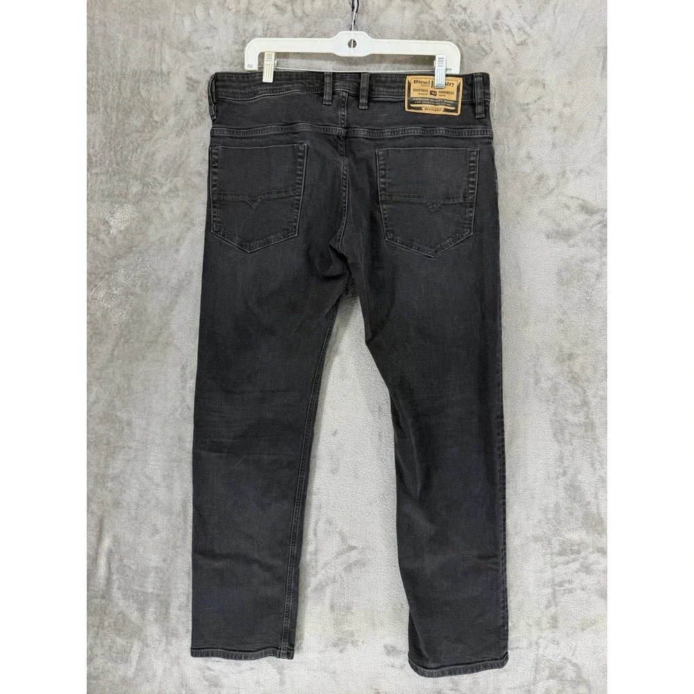Diesel Industry Mens Charcoal Gray Straight Leg Button Fly Denim Jeans W34